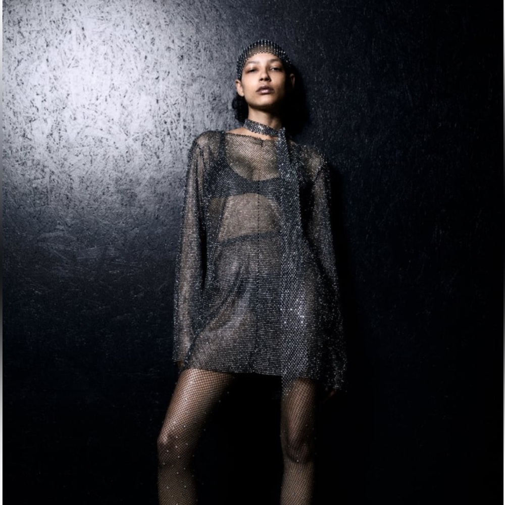 Zara shirt dress with rhinestones